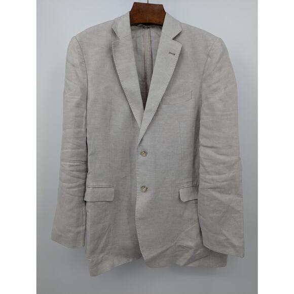 100% Linen Beige Vineyard Vines Men's Blazer Size 44L Made in Portugal - Picture 1 of 8